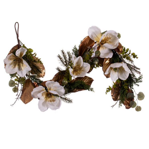 Primrue 5' White Artificial Magnolia Garland Wayfair